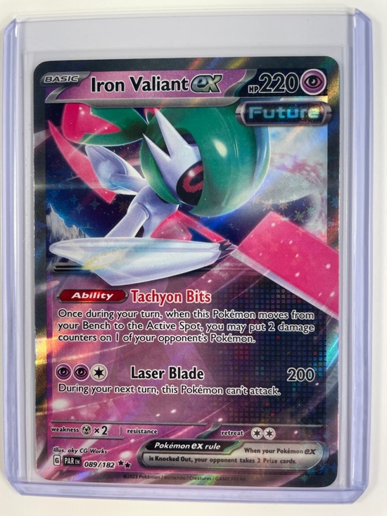 Pokemon Other - Pokemon Iron Valiant ex Card - Pink & Green Holo